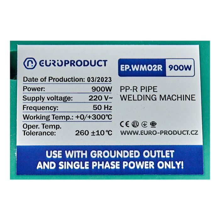 Паяльник Europroduct EP.WM02R для PPR труб (круглі насадки) 20/32mm (EP6092)