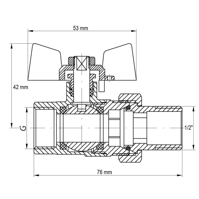 Кран з американкою 1/2" (Koer KR.227) (KR0014)