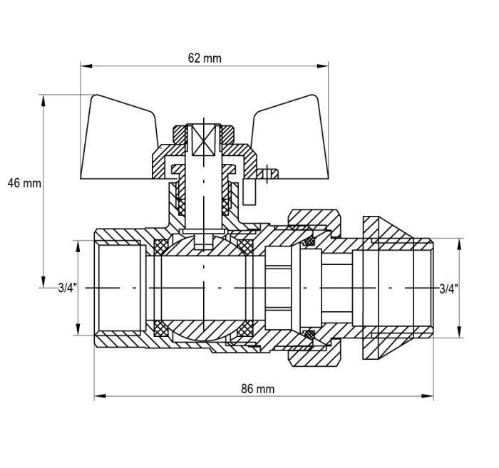 Кран з американкою 3/4" "антіпротечка" (Koer KR.227-Gi) (KR0191)