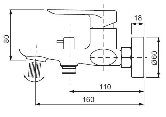 Змішувач для ванни з коротким виливом Koer KB-40028-07 (KR5308)