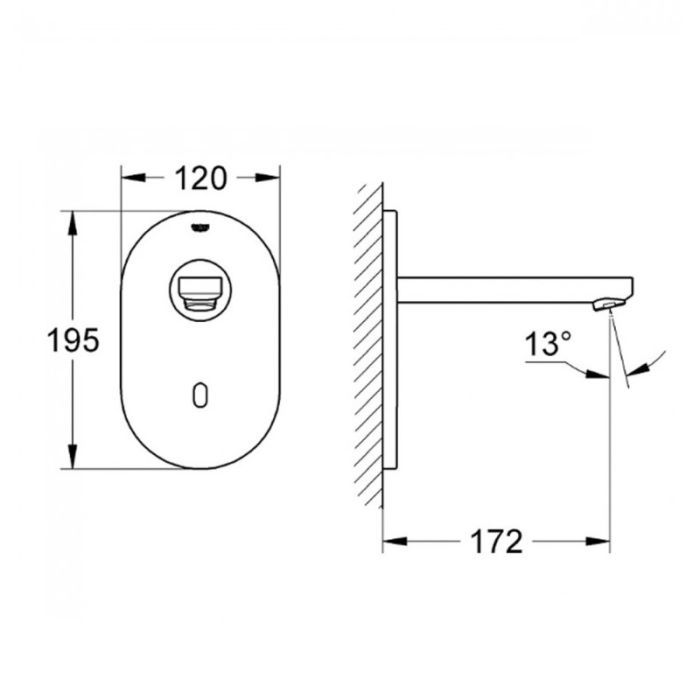 Монокран на одну воду сенсорний, Bluetooth, прихований монтаж Grohe Euroeco Cosmopolitan E (36410000)