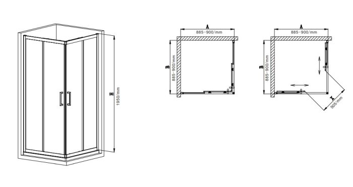 Душова кабіна без піддону Mixxus Premium DIVERSE SC02-90x90x195-TR Black прозоре скло 5мм (MI6862)