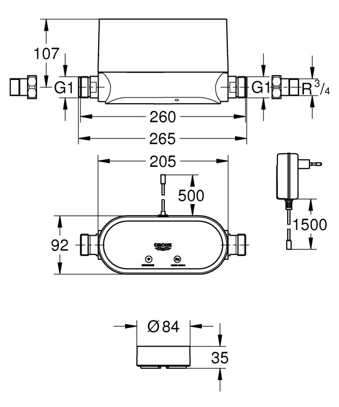 Інтелектуальний контролер води з 3-ма датчиками Grohe Sense Guard (22502LN1)