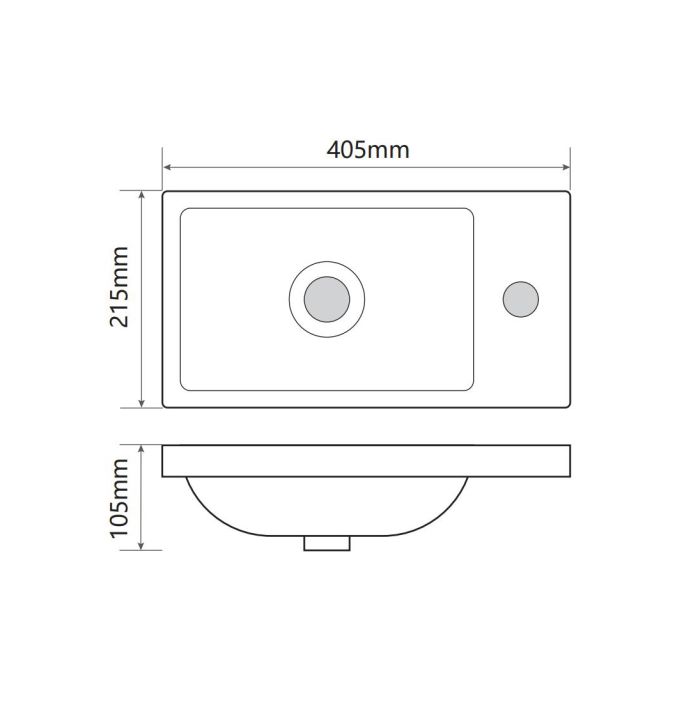 Раковина меблева Mixxus Premium QUADRO-1501 400х215х105mm з отвором під змішувач (MP6502)