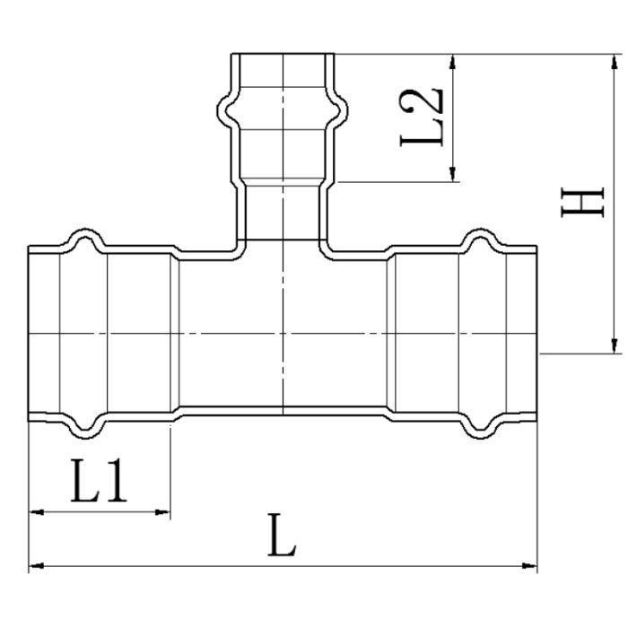 Трійник трирозтрубний редукційний Koer KQ.T221822 Press-Inox AISI 304 22x18x22 (KR6351)