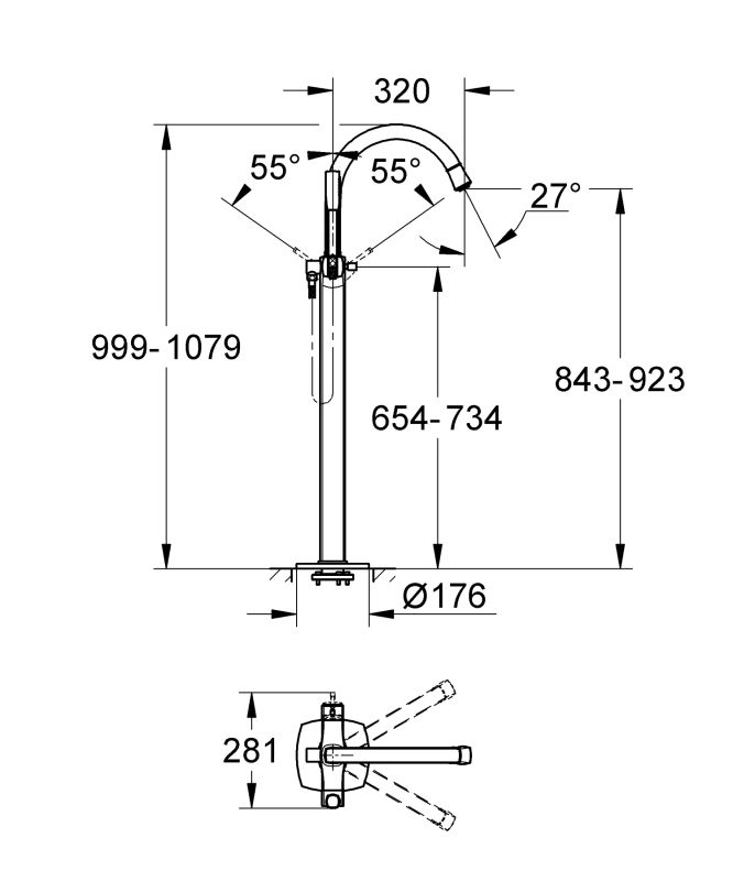 Підлоговий змішувач для ванни Grohe Grandera (23318000)
