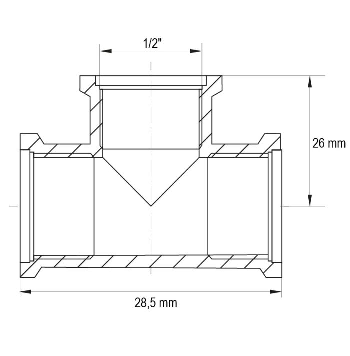 Трійник KOER KF.T06F.WN - 1/2'' FFF (KR3028)