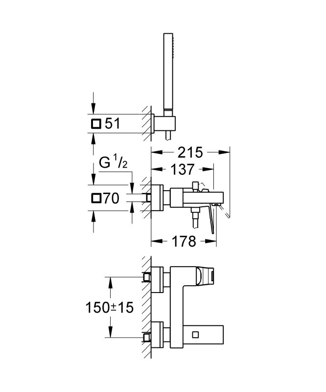 Змішувач для ванни Grohe Eurocube (23141000)
