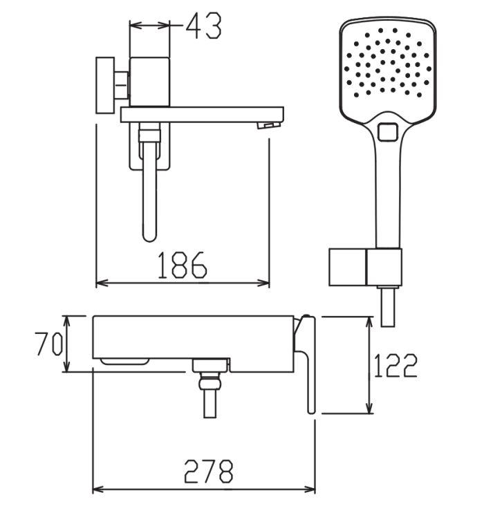 Змішувач для ванни з коротким виливом Koer KB-41039-01 (Колір хром) (KR5996)