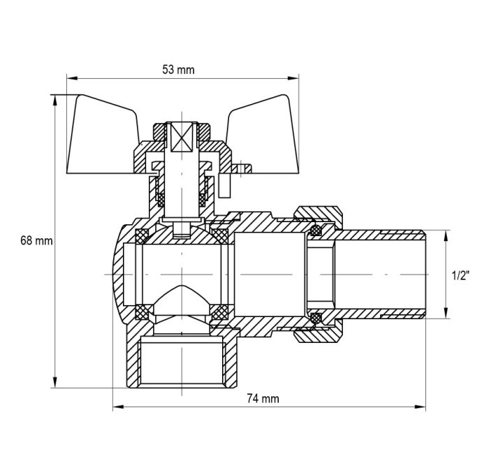 Кран з американкою 1/2" (Koer KR.228.W) кутовий білий (KR0099)