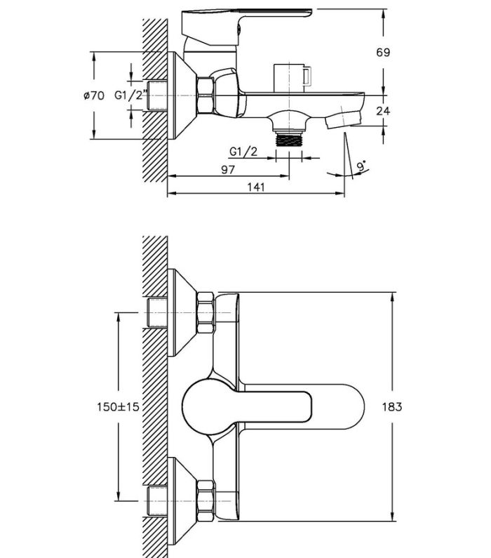 Змішувач для ванни Haiba Marco 009 (HB0877)