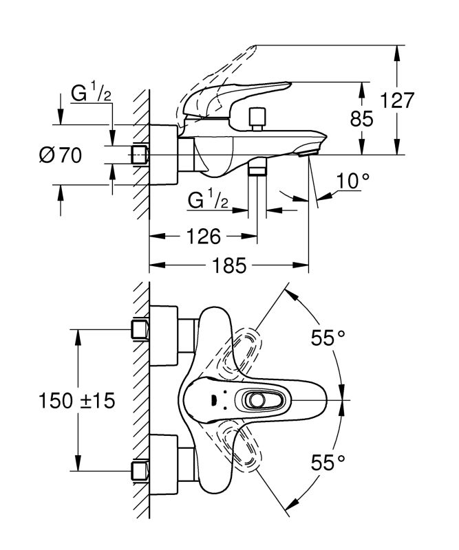 Змішувач для ванни Grohe Eurostyle (33591003)