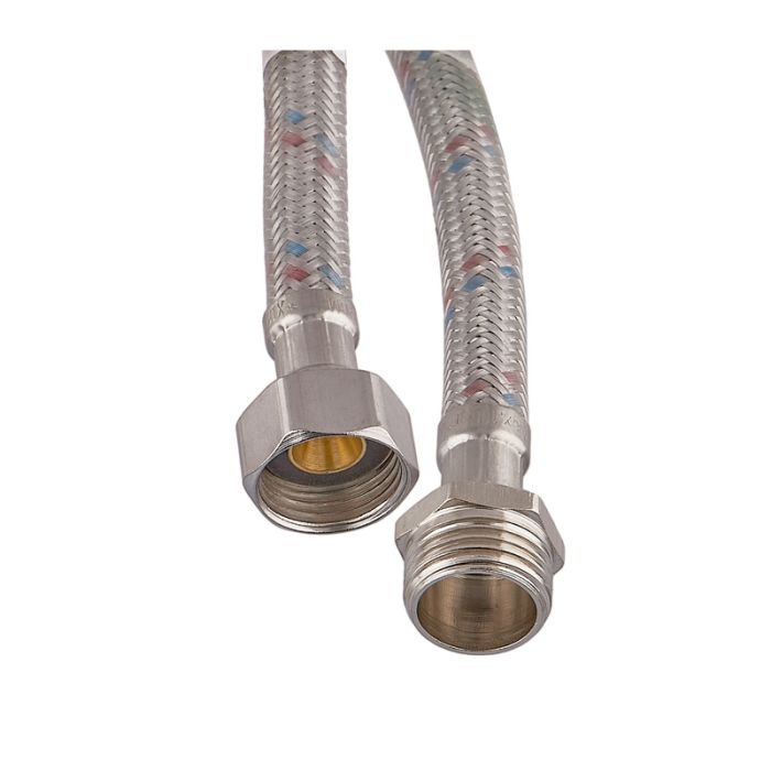 Гнучкий шланг для підключення води гайка 1/2'' - Штуцер 1/2'' (60 см) (силик. оболонка) Zerix (ZX3020)