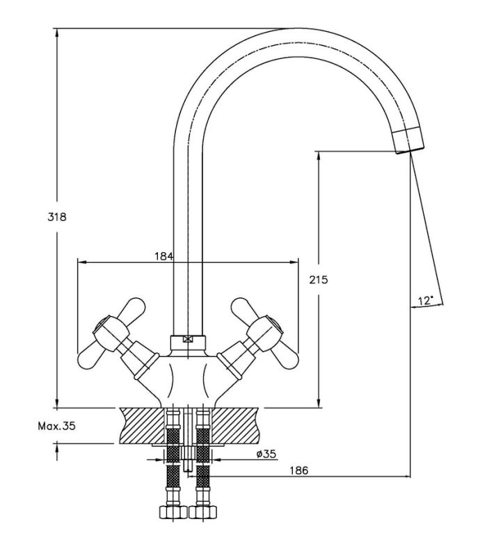 Змішувач для кухні Haiba Dominox 275 (HB0090)