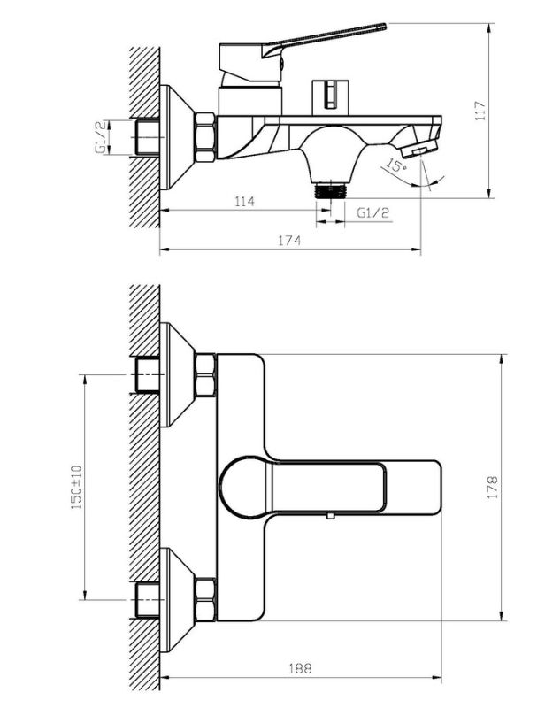 Змішувач для ванни Haiba Diana 009 (HB1017)