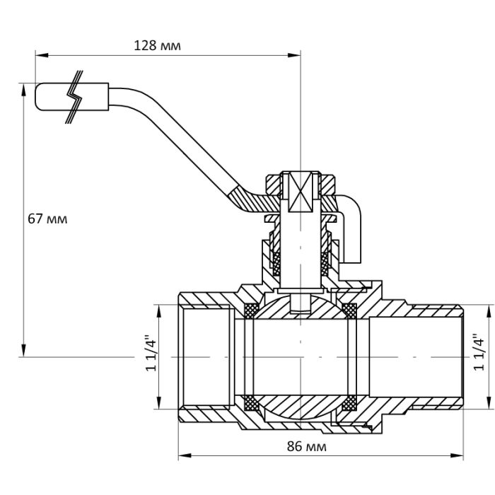 Кран кульовий Koer 1 1/4" ГШР (KR.215) (KR0024)