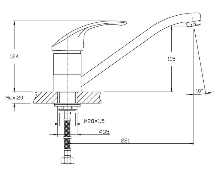 Змішувач для кухні Haiba FABIO 555 (HB0105)