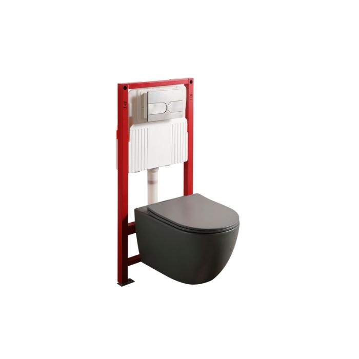 Комплект: Mixxus Premium Ellipse-SET-2101 Gray (в 2 ящ) Унітаз система змиву Tornado 3.0+ Інсталяція Koer KT-0404 + панель KT-0604-07 Gun Gray (MP6668)
