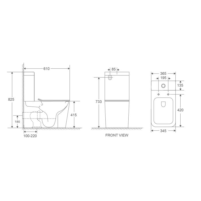 Бачок до унітазу-компакту Mixxus Premium Quadro-0401-R Tank 610х365х825 зі зливною арматурою (MI8312)