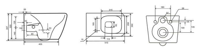 Унітаз-біде підвісний Mixxus Premium QUADRO-1301-R 510x350x345mm система змиву RIMLESS (MP6658)