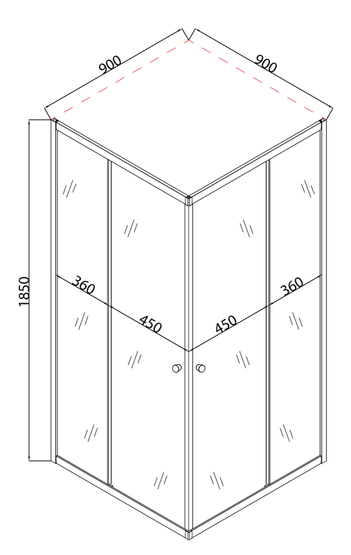 Душова кабіна без піддону Mixxus CUBIC SC01-90x90x185-TR CHROME прозоре скло 4мм (MI6906)