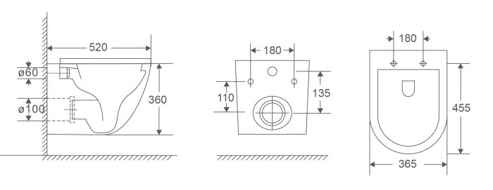 Унітаз підвісний Mixxus Premium Ellipse-0303-R Black 520x365x360mm, система змиву RIMLESS (MP6464)
