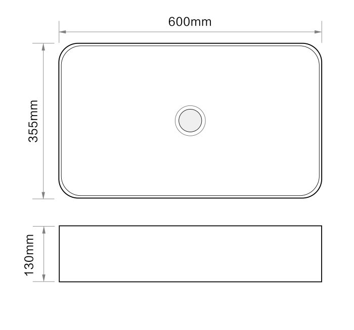 Раковина накладна Mixxus Premium QUADRO-0106 600х355х130mm (MP6523)