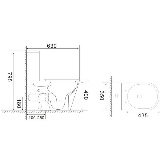 Бачок до унітазу-компакту Mixxus Bevel-0407-T1 Tank 630х350х795 зі зливною арматурою (MI8323)