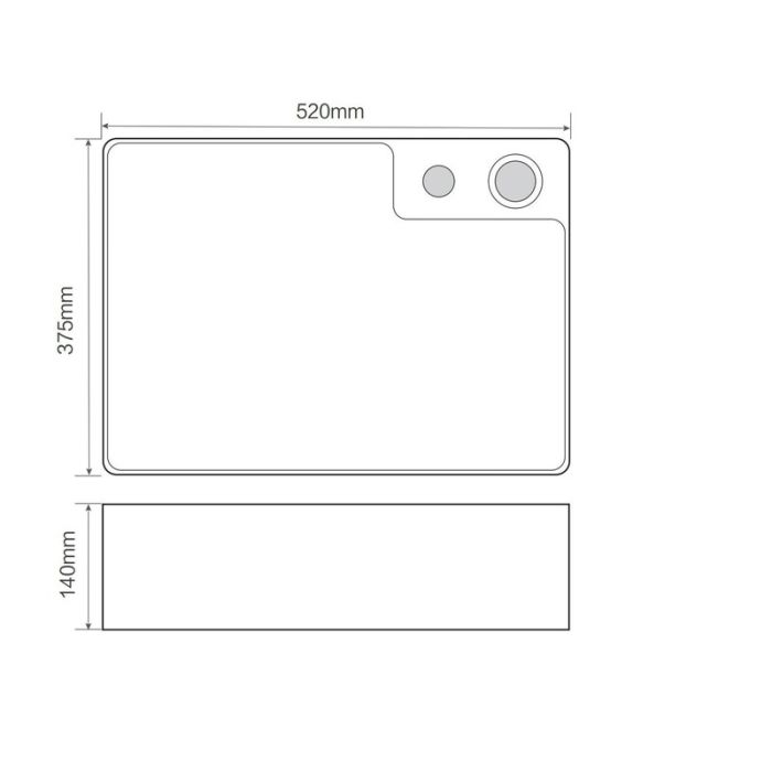 Раковина накладна Mixxus Premium STYLE-0201 520х375х140mm з донним клапаном та отвором під змішувач (MP6511)