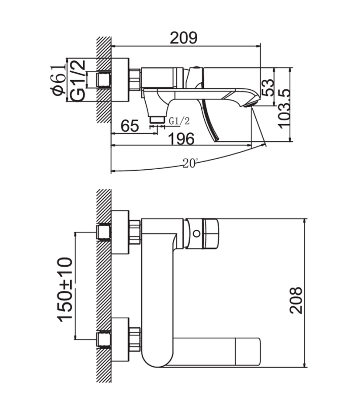 Змішувач для ванни Haiba Bolero 009 короткий вилив з поворотним перемикачем (HB9578)