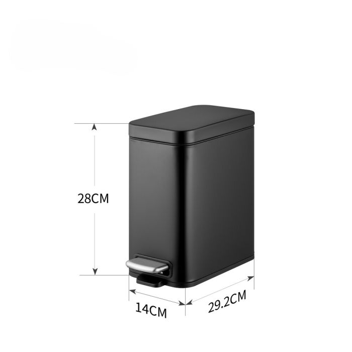 Відро для сміття з плавним закриттям прямокутне Mixxus Premium Quadro-TC0105 Black 5 л колір чорний (MI7061)