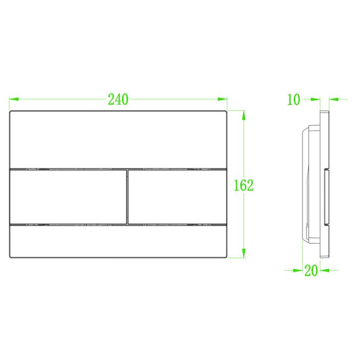 Панель змиву Koer KT-0603-01 240x160x10mm пластикова, кнопка лінійна (колір хром) (KR5319)