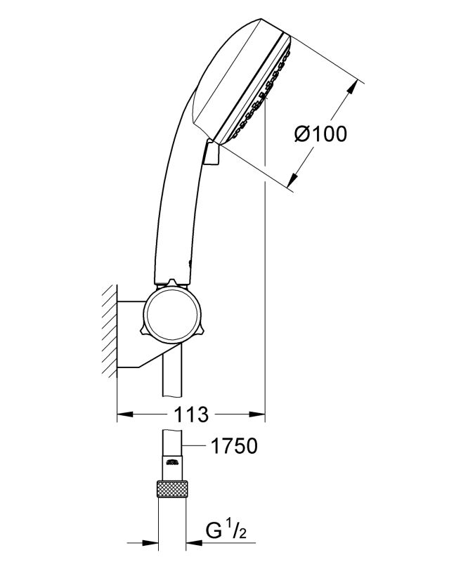Душовий набір з тримачем, 3 режими струменю Grohe New Tempesta Cosmopolitan (27584002)