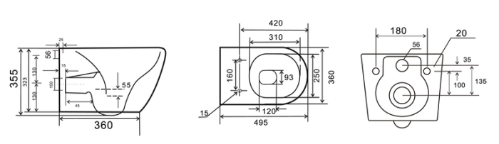 Унітаз підвісний Mixxus Premium ELLIPSE-0308-T3 GRAY 490x360x360mm система змиву TORNADO 3.0 (MP6654)