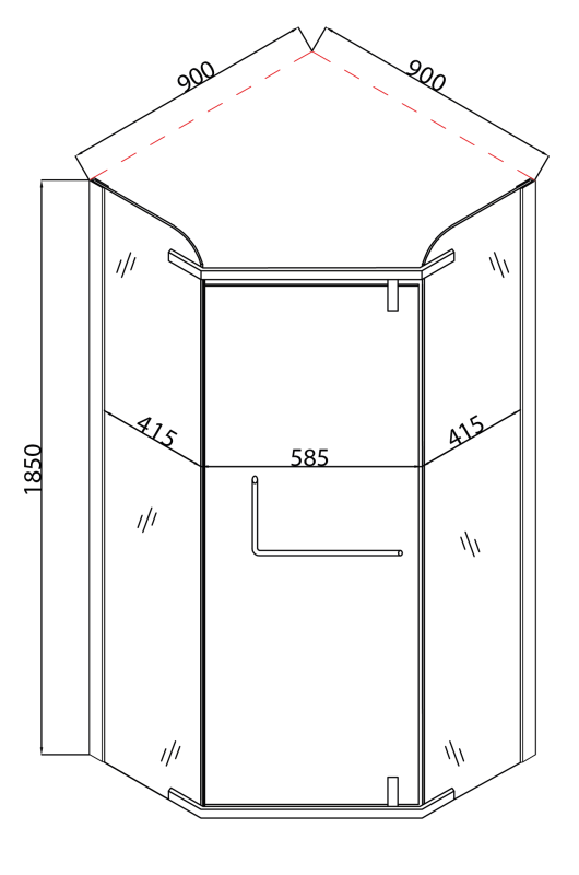 Душова кабіна без піддону Mixxus LINES SC01-90x90x185-TR CHROME прозоре скло 6мм (MI6915)