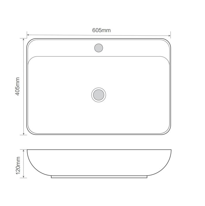 Раковина накладна Mixxus Premium BEVEL-0203 600х405х120mm з отвором під змішувач (MP6513)
