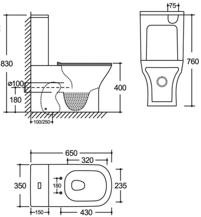 Чаша унітазу-компакту Mixxus Style-0404-T3 Bowl 650x350x830 Tornado 3.0 без сидіння (MI8357)