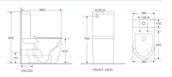 Унітаз-компакт Mixxus Premium Ellipse-0402-R 660x390x855mm, система змиву RIMLESS (MP6468)