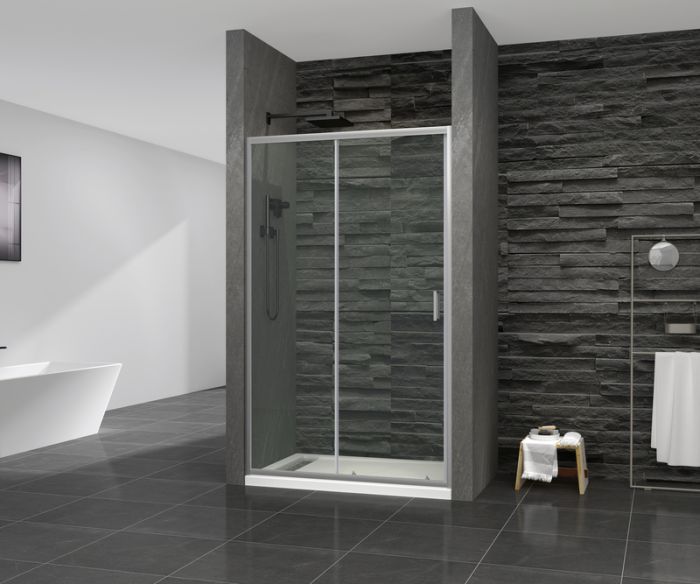 Двері у нішу розсувні MIXXUS PREMIUM DIVERSE SD01-100x185-TR CHROME прозоре скло 5мм (MI7165)