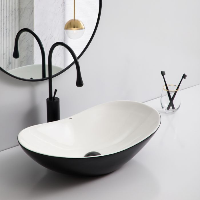 Раковина накладна Mixxus Premium WAVE-0105 WHITE-BLACK 620х360х160mm (MP6558)