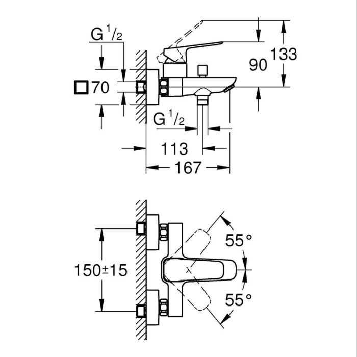 Набір для ванни 2в1 Grohe Tempesta Cube (BF101813TC)