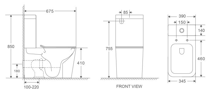 Унітаз-компакт Mixxus Premium Quadro-0402-R 675x390x855mm, система змиву RIMLESS (MP6458)
