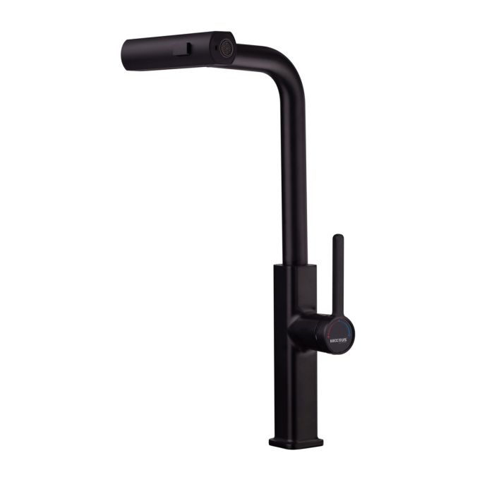 Змішувач для кухні з висувним виливом Mixxus Premium HAMMER 014 BLACK (MI6954)