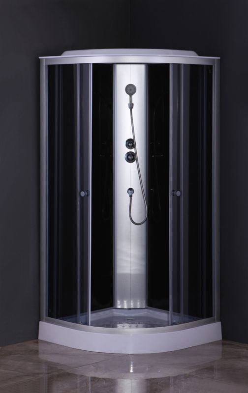 Бокс душовий без гідромасажу Mixxus STRONG SB02-90x90x215-GR SATIN з низьким піддоном (MI6887)