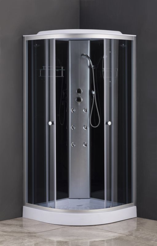 Бокс душовий з гідромасажем Mixxus STRONG SBH02-90x90x215-GR SATIN низький піддон (MI6891)