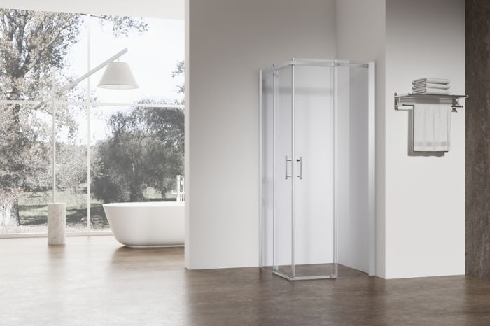 Душова кабіна без піддону Koer SR SC03-100x100x200-TR-01 прозоре скло Easy Clean 6мм, хром (KR5357)