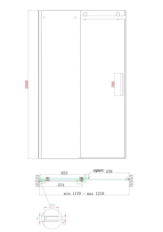 Двері в нішу Koer SR SD01-120x200-TR-07 прозоре скло Easy Clean 8мм, графіт (KR5378)