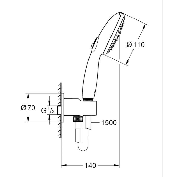 Прихована душова система Grohe Eurosmart New Tempesta 200 (UA25183003)