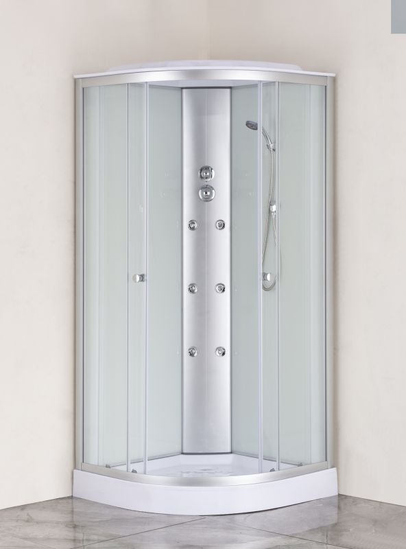 Бокс душовий з гідромасажем Mixxus STRONG SBH02-90x90x215-FB SATIN низький піддон (MI6890)