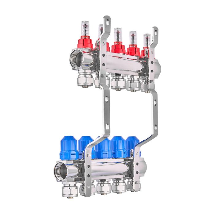 Колекторний блок з витратомірами та євроконусами Koer KR.1210-4 - 1"x4 WAYS (KR5266)